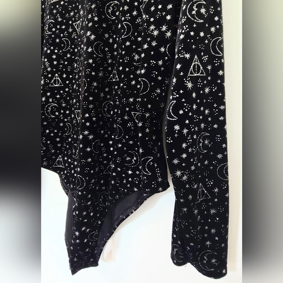 SHEIN Black Glitter Body suit | Harry Potter Inspired Bodysuit | Deathly Hallows - Picture 4 of 7